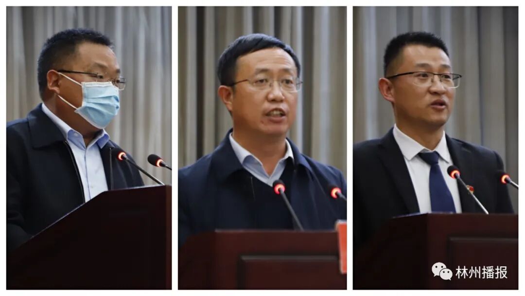 市教体局局长许见顺,市一中校长元付宏,教师代表元建周分别作表态发言