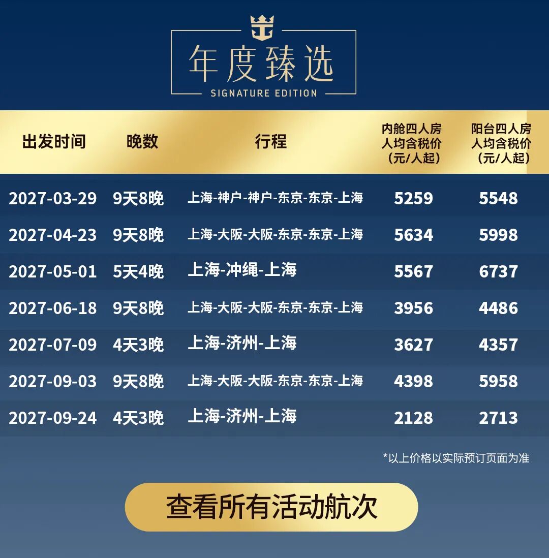 皇家加勒比游轮促销：上海香港出发一票两国家庭房买1免3低至1811元