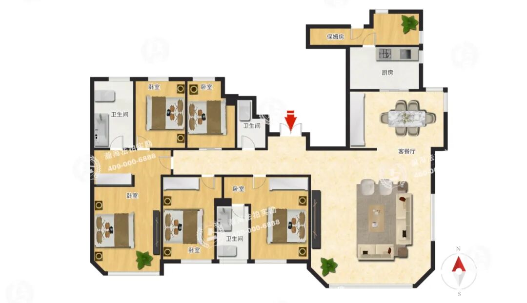 北京法拍房:望京soho旁融科橄榄城三期300平米5居室仅6.6折上拍