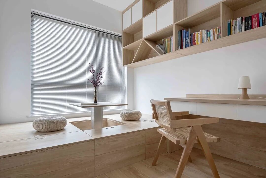 原木+白色，87㎡小户型，纯净白色与质朴原木色结合，打造质朴纯粹的空间，舒适养眼倍感亲切