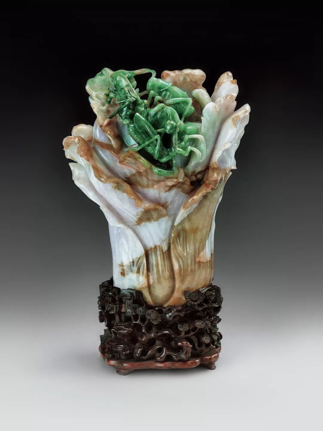 翡翠　白菜 石彫　翡翠　細密彫刻　中国美術 置物 最高級岫玉製 彫刻細工