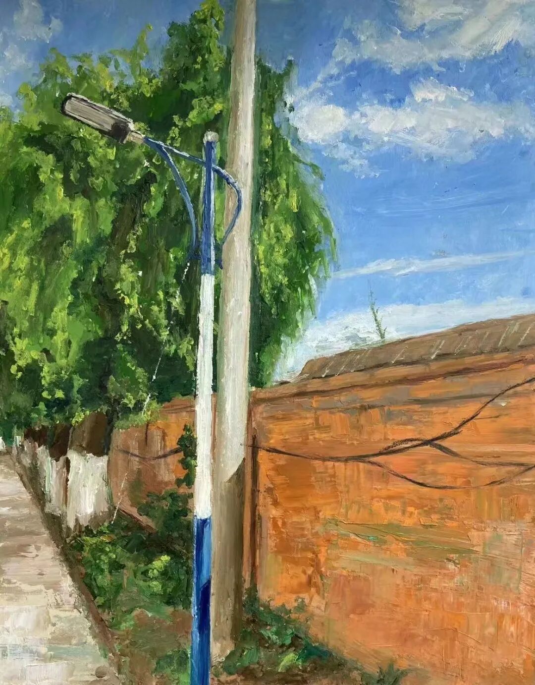 21级美术学2班 徐俊琳 九号楼宿舍楼前树墙 指导教师：牛再霞.jpg