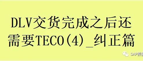 DLV 交货完成之后还需要 TECO4纠正篇 - 封面图