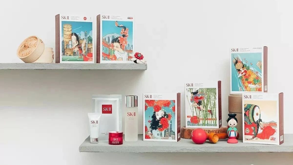 SK-II文艺范儿免税店限定套装来了，冲这插画就想收全套！