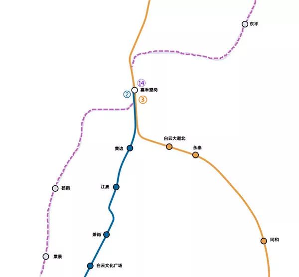 嘉禾望岗地铁线路图(14号线目前在建)