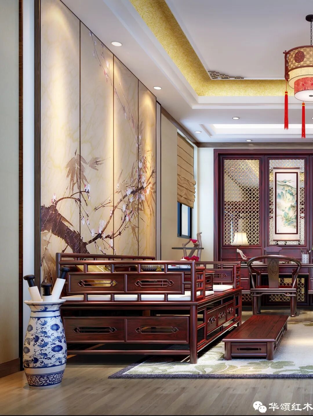 项目简介:本案做了传统中式古典风格的装修,从家具方面也选择了名鼎檀