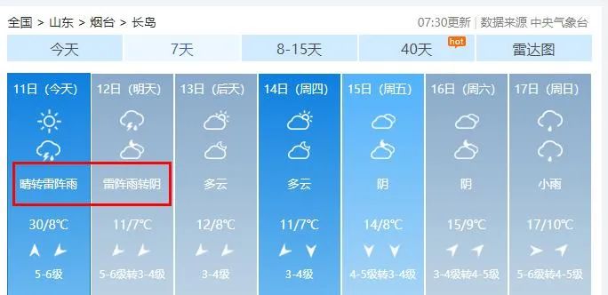 山东烟台海阳市天气预报
