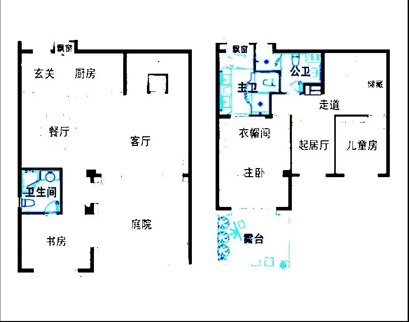 115-145平米户型示意图
