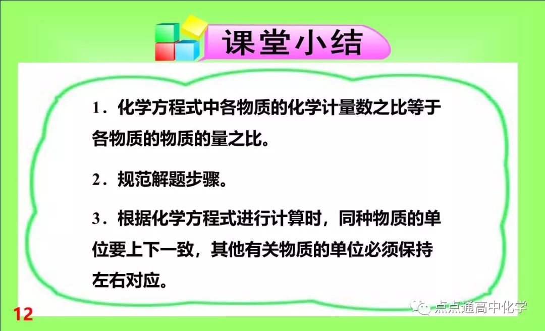 高中化学必修1第三章第一节第3课时 物质的量在化学方程式计算中的应用 课件 练习题 点点通高中化学 微信公众号文章阅读