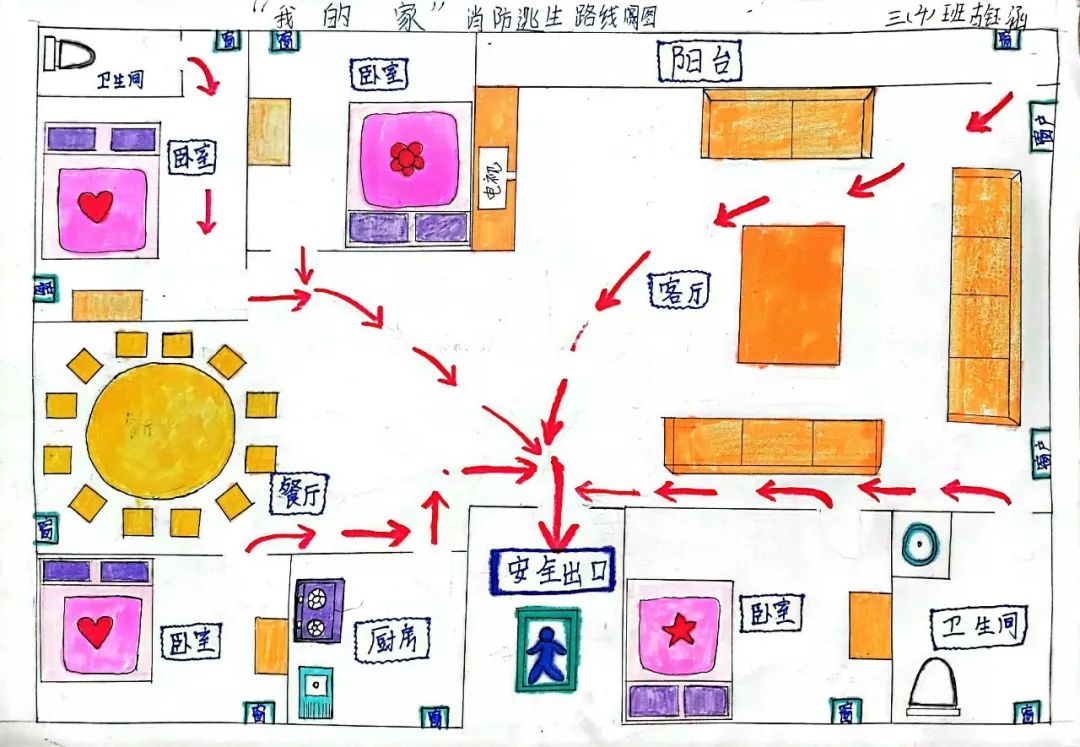 看 同学们拉上爸爸妈妈共同参与一同制作家庭火灾逃生方案了解家庭