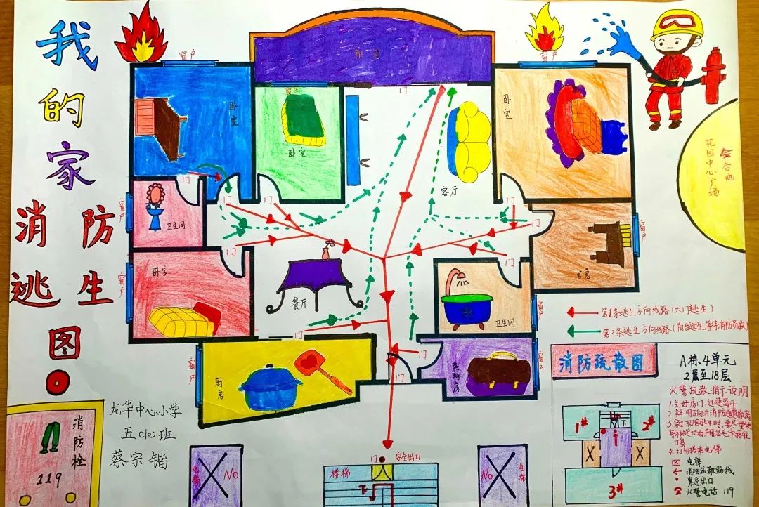 2022学年消防安全宣传教育系列活动——手绘"家庭逃生路线图"作品展