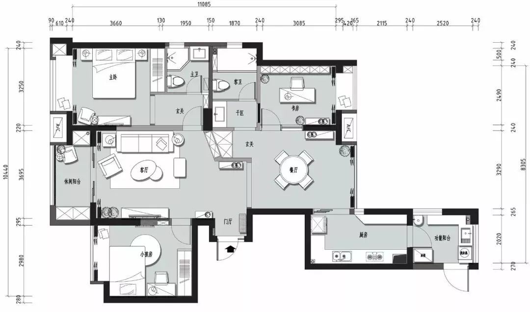120平的簡約風三房，灰色調搭配木質感，營造輕松氛圍 家居 第1張