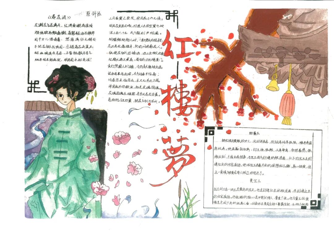 三比三争践行动高一年级红楼梦手抄报比赛