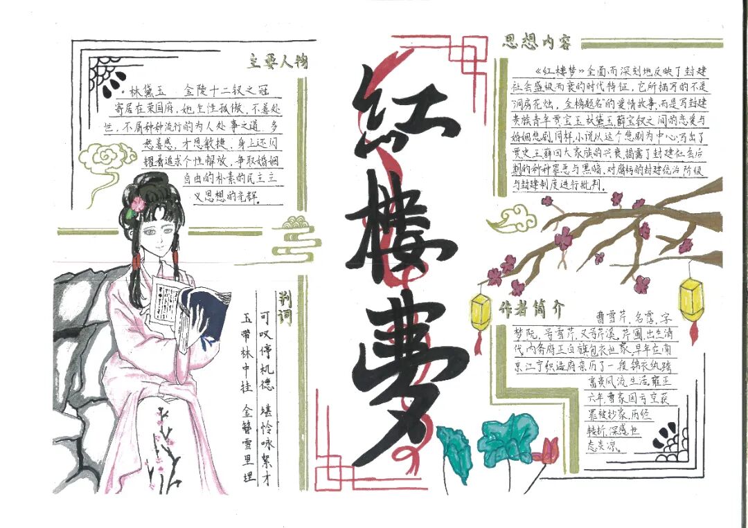 三比三争践行动高一年级红楼梦手抄报比赛