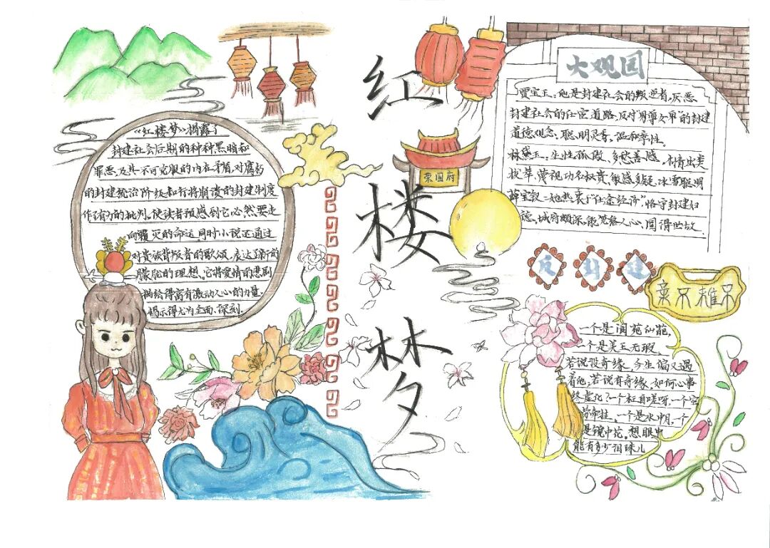 三比三争践行动高一年级红楼梦手抄报比赛