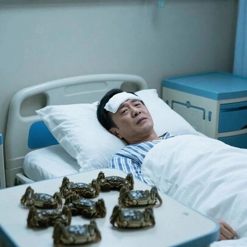 乔任梁爸爸食用死螃蟹后发烧住院:大闸蟹放了三天舍不得扔,吃了8个死蟹