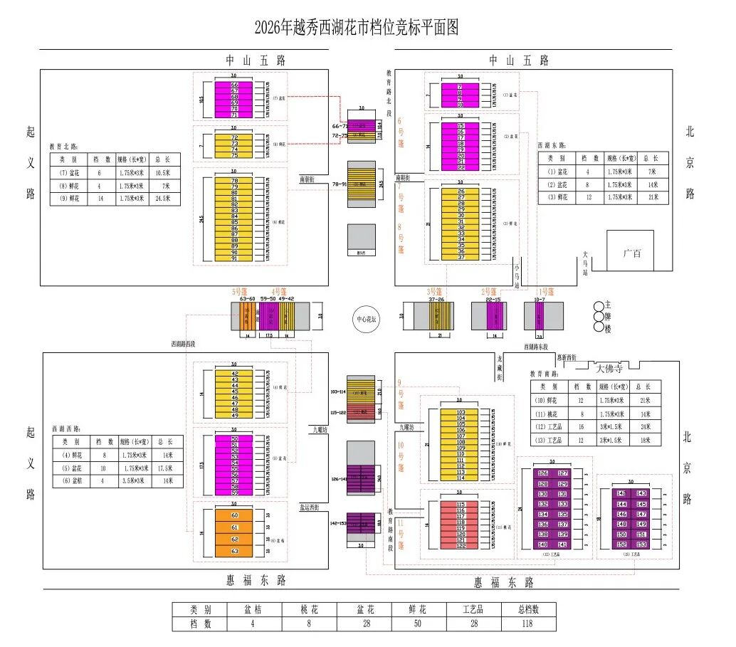 越秀西湖花市檔位競標平麵圖