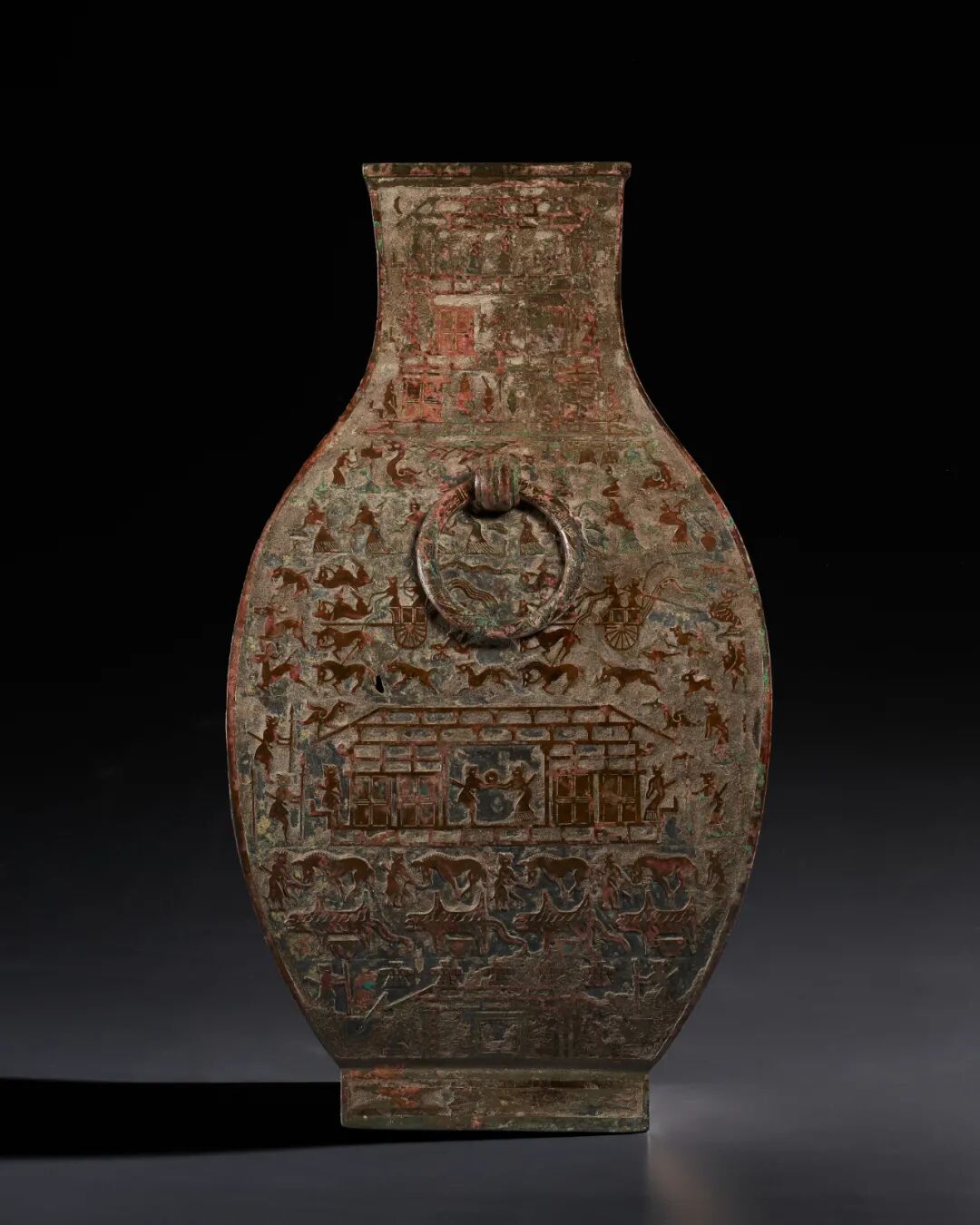 中国古美術銅製古銅唐金陽刻浮彫見込に双龍清朝歴代皇帝図碗鉢装飾品