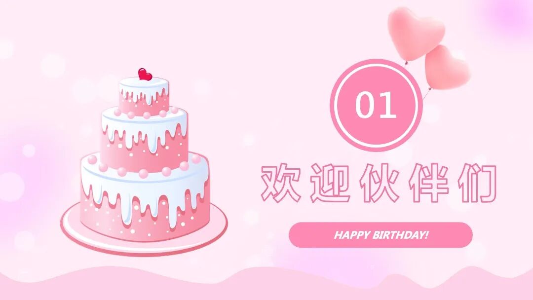 粉色生日派对聚会PPT模板