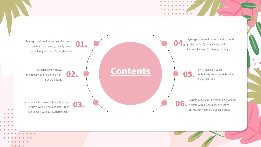 粉色花草文艺手绘 总结汇报通用PPT模板