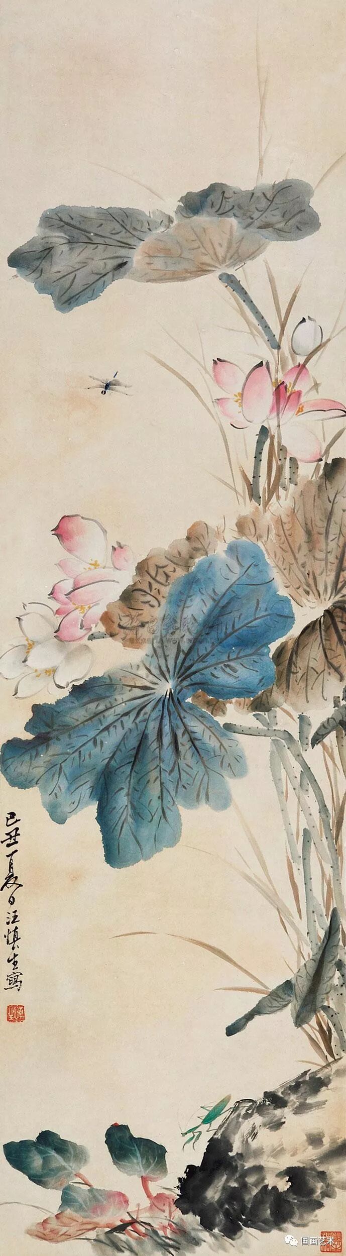 汪慎生荷花画法笔致生动