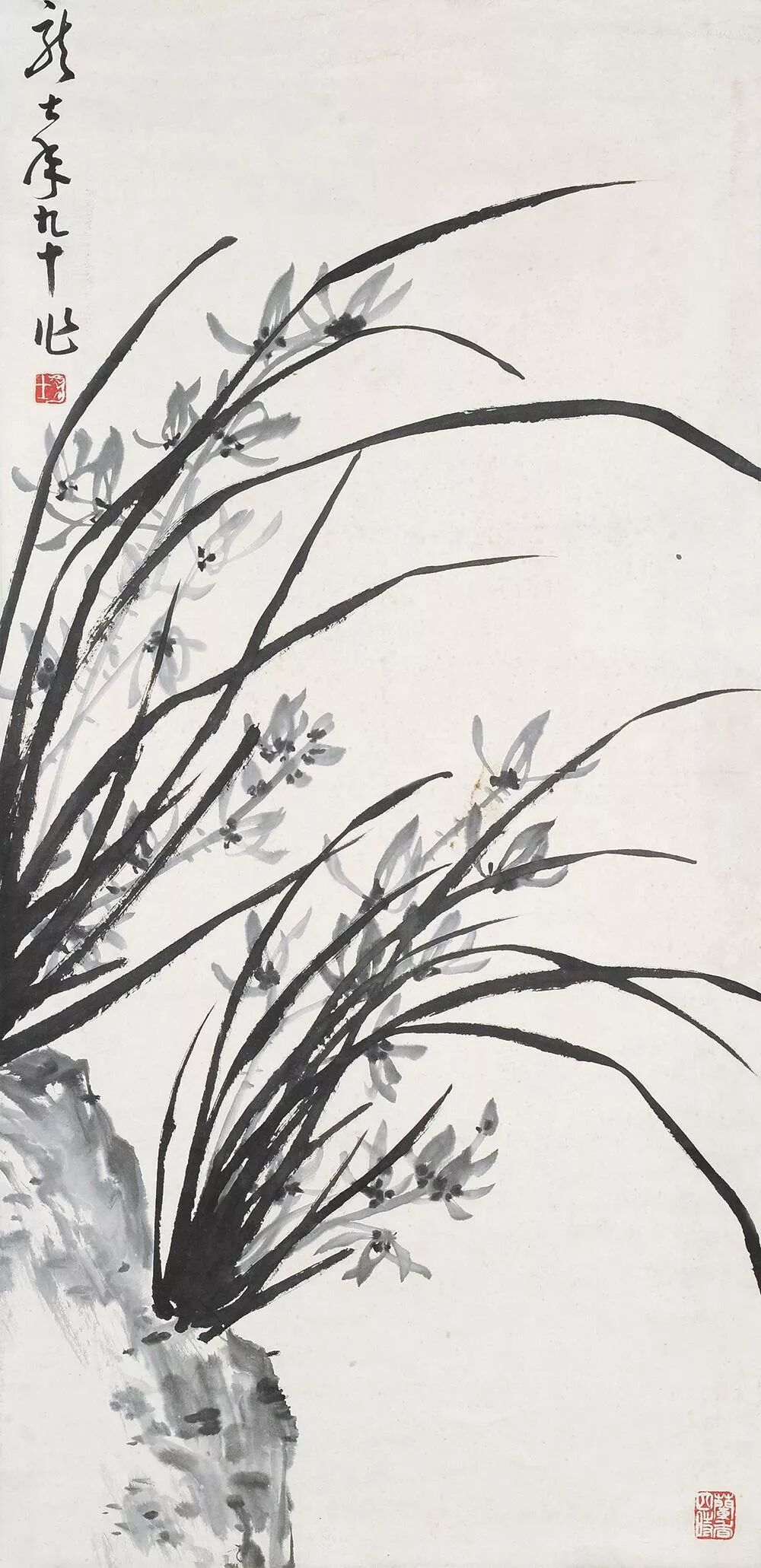 现当代名家萧龙士兰花作品欣赏