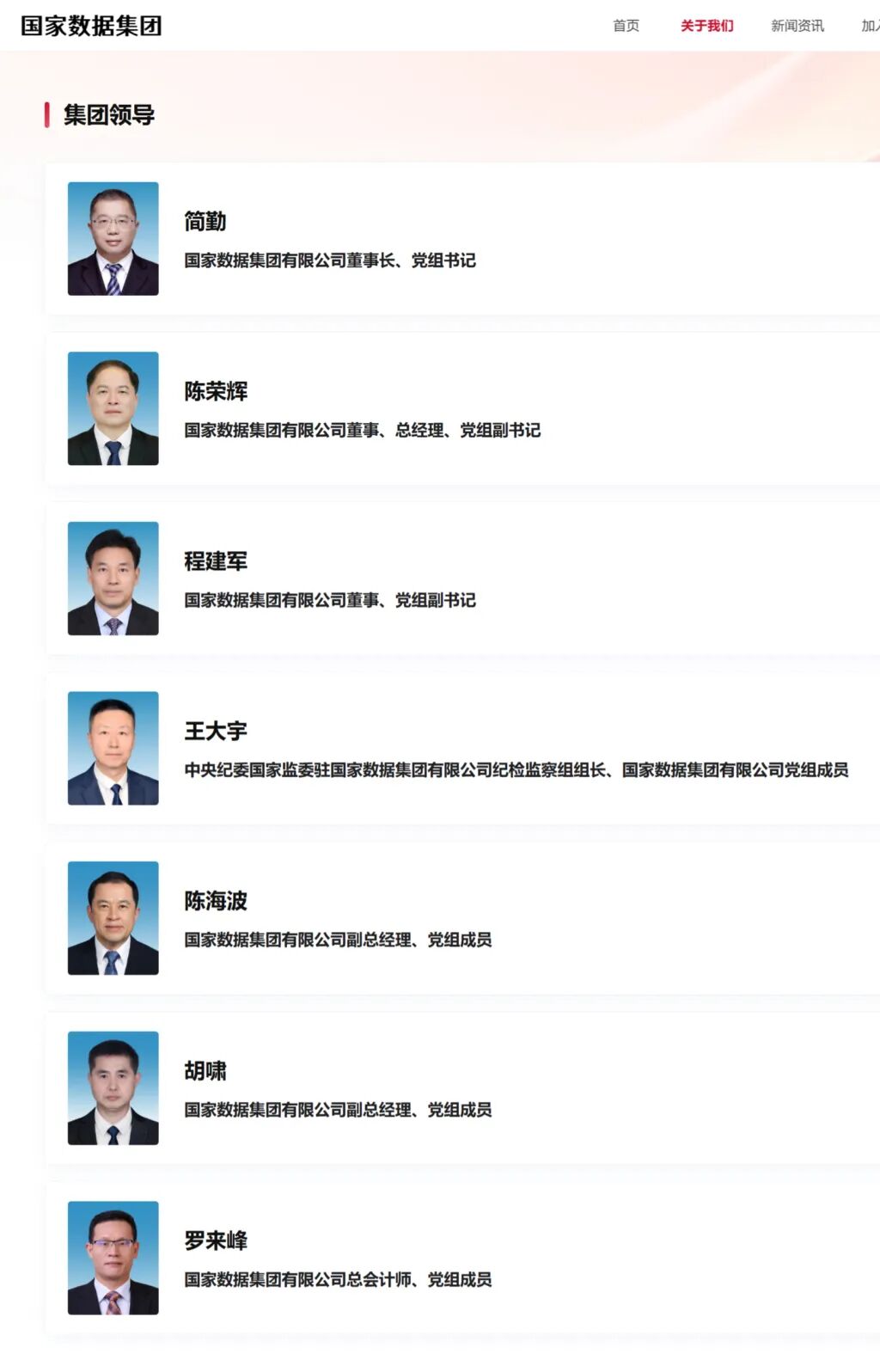新央企国家数据集团官网上线，领导班子成员披露
