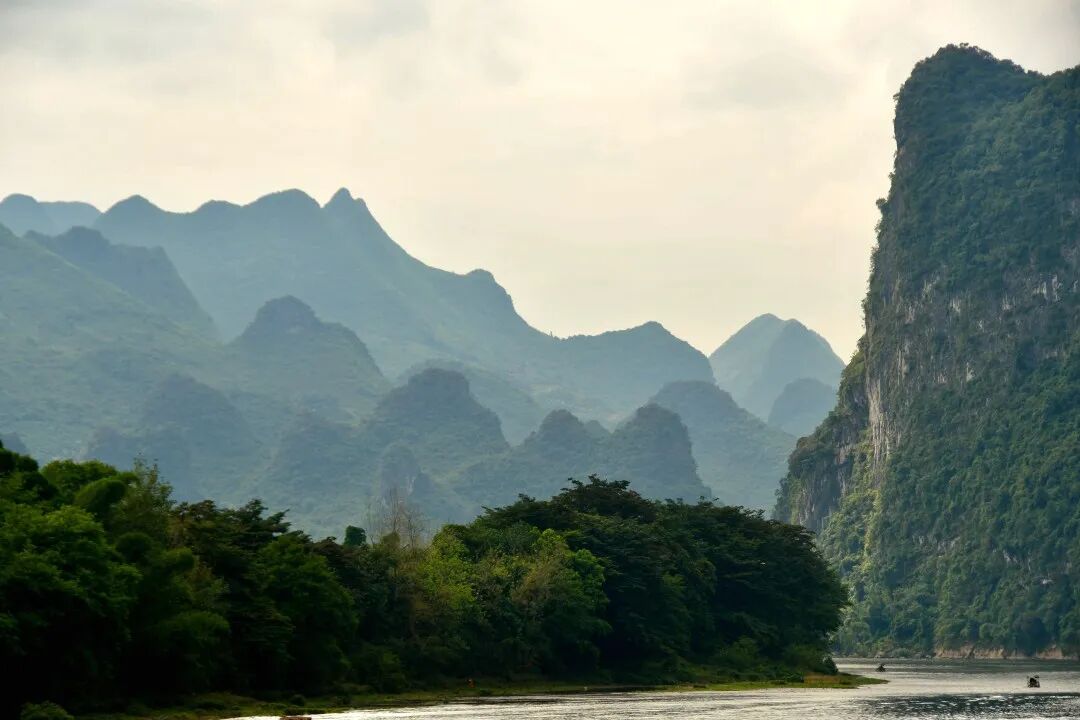 Li River - Scenic bamboo raft landscape with karst mountains