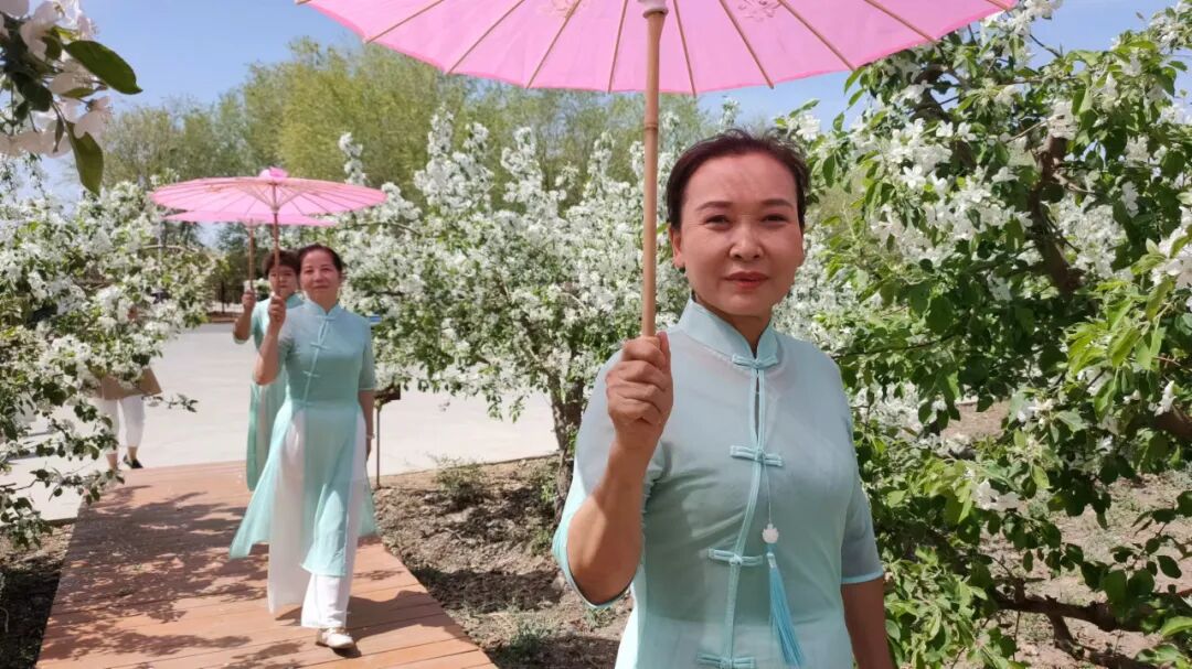 仙女姐姐在海棠丛中展风采