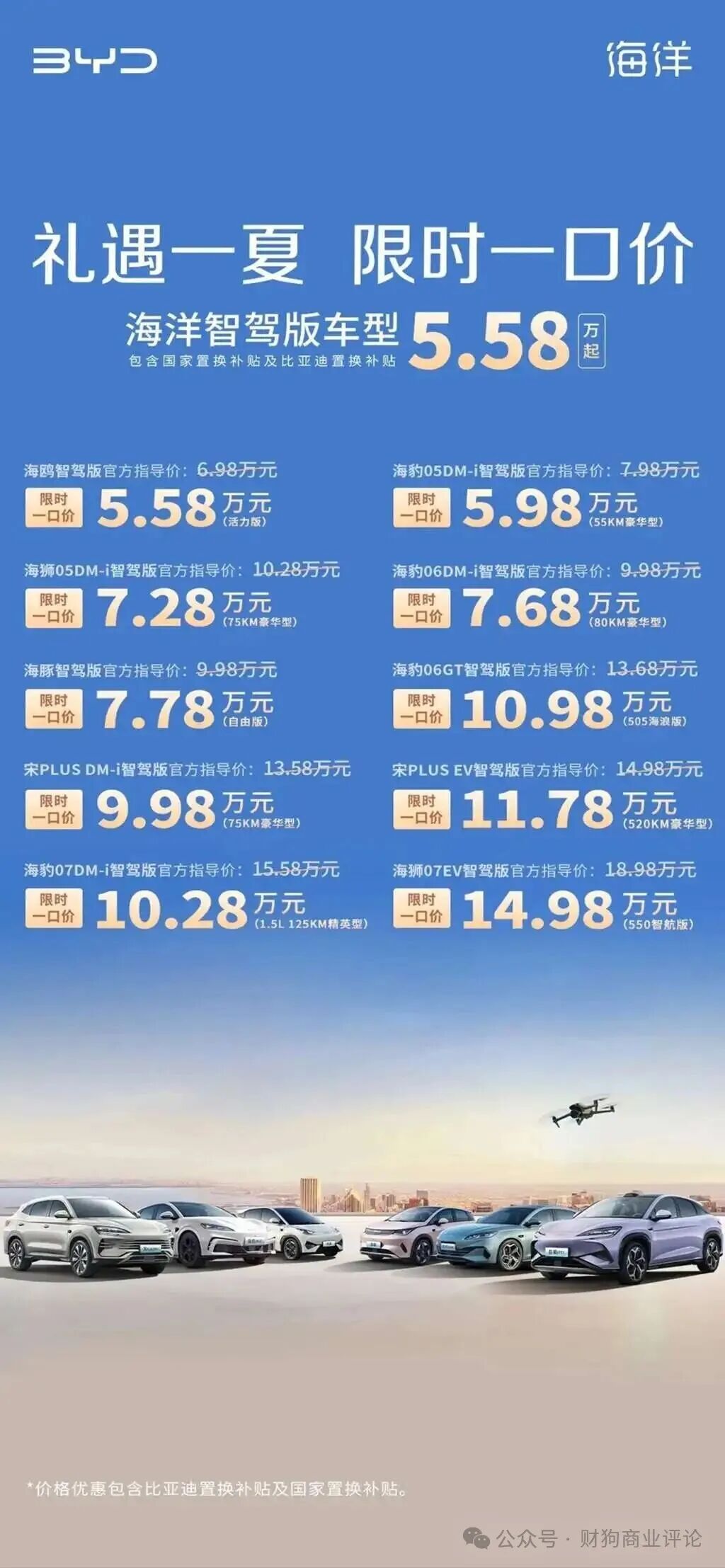 比亚迪海洋系列智驾版车型促销海报