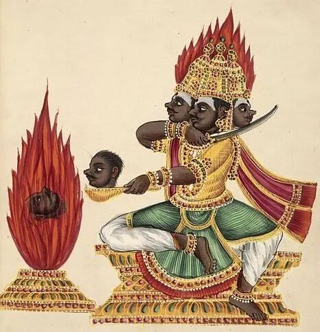 在印度教神话中,梵天,毗湿奴,湿婆,因陀罗,伐楼那