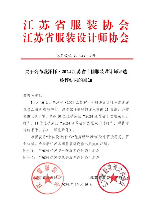 蘇服設(shè)協(xié)（2024）13  號（關(guān)于公布“盛澤杯·2023江蘇省十佳服裝設(shè)計師評選”終評結(jié)果的通知）(紅頭)(2)-1.jpg