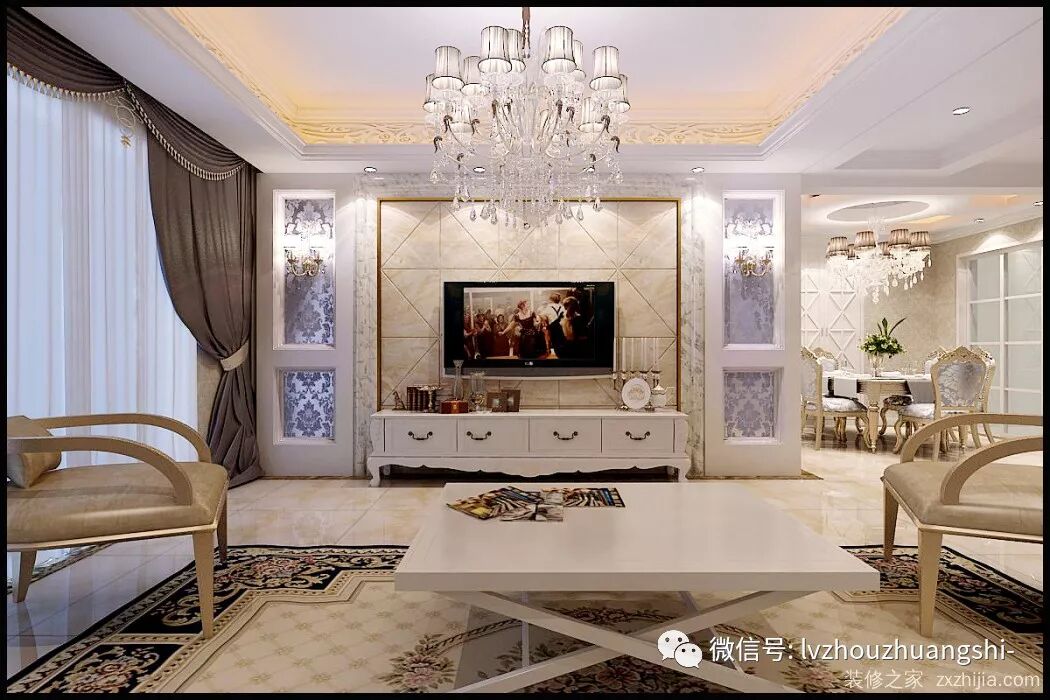 中央华府欧式古典三室二厅装修效果图