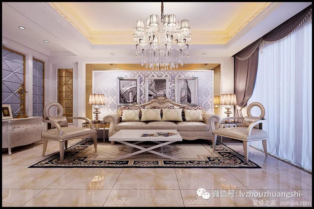 中央华府欧式古典三室二厅装修效果图