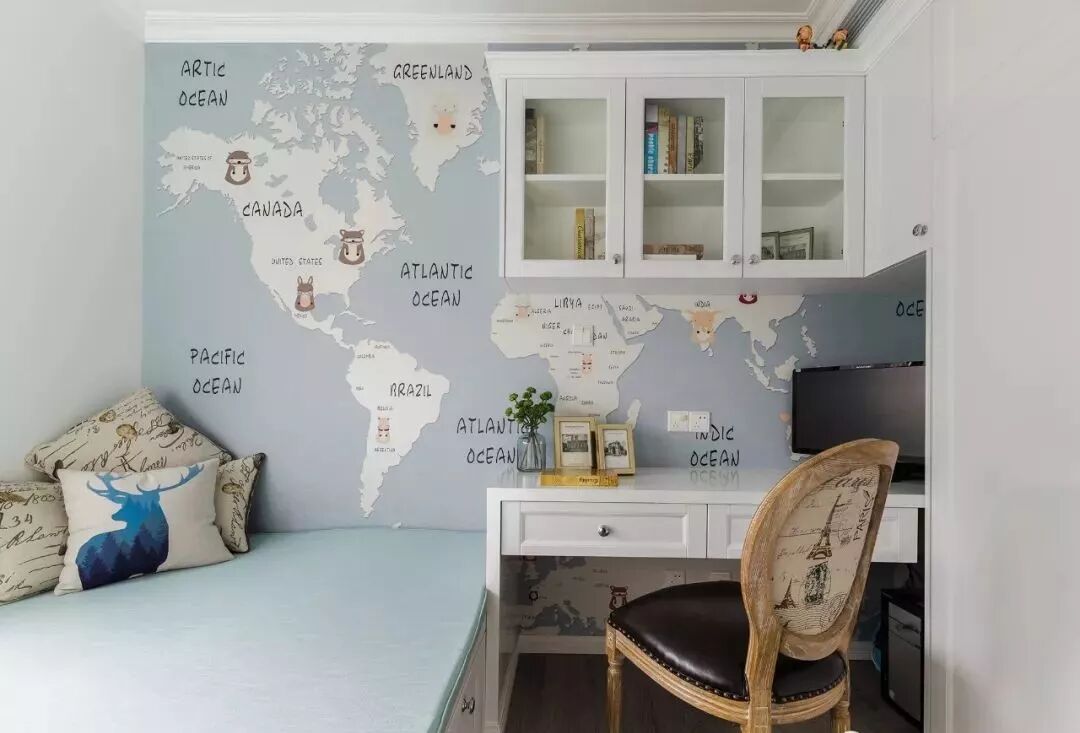 90㎡清新休闲美式风，餐厅隔出一间童趣小木屋！