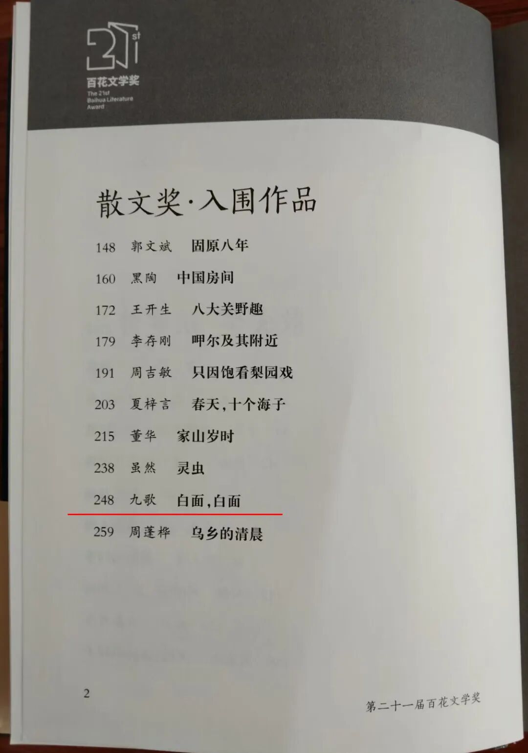 内蒙古作家九歌散文作品《白面，白面》入围第二十一届百花文学奖散文奖 第2张