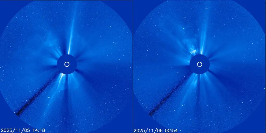 先后两次耀斑爆发都伴随着CME。图片来源：空间天气          