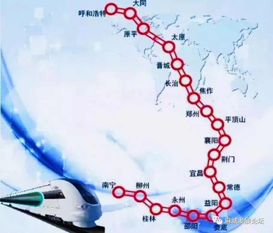 湖北将建5条纵向高铁,4个铁路盲点县市将通高铁,应城因此而受益