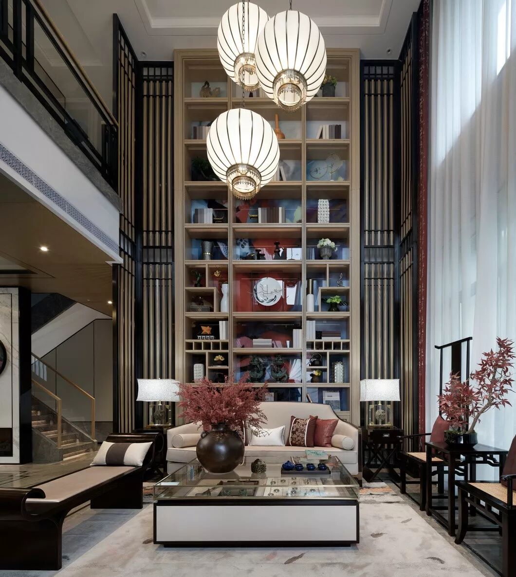 新中式东方韵味复式别墅样板房设计方案，美到极致！