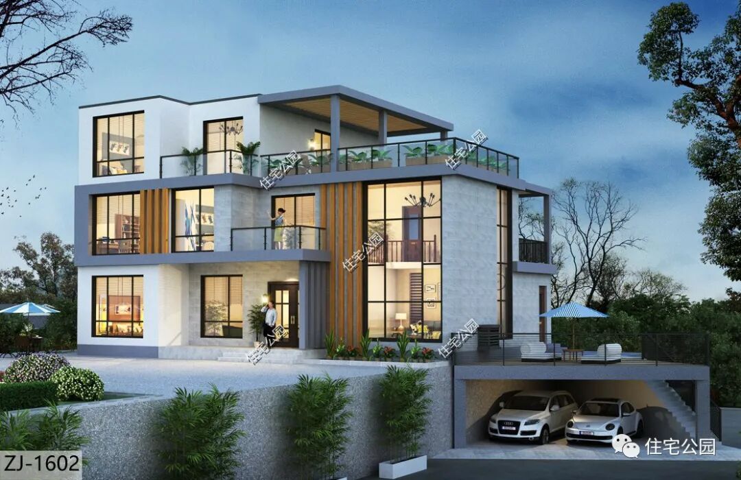 宅基地东西有高差 设计个地下车库完美解决 23 11米质感现代美宅 Hi有料