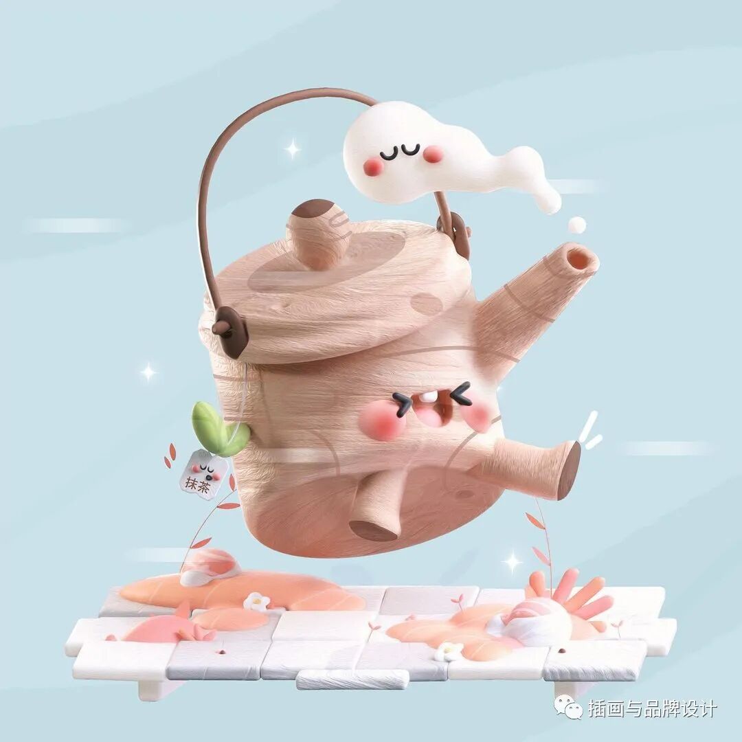 3d插画丨甜美的配色与诱人美食结合另类的3d画风色彩超暖画风十分治愈