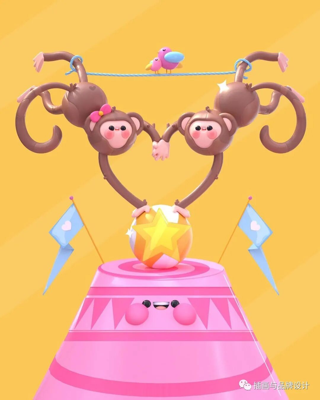 3d插画丨甜美的配色与诱人美食结合另类的3d画风色彩超暖画风十分治愈