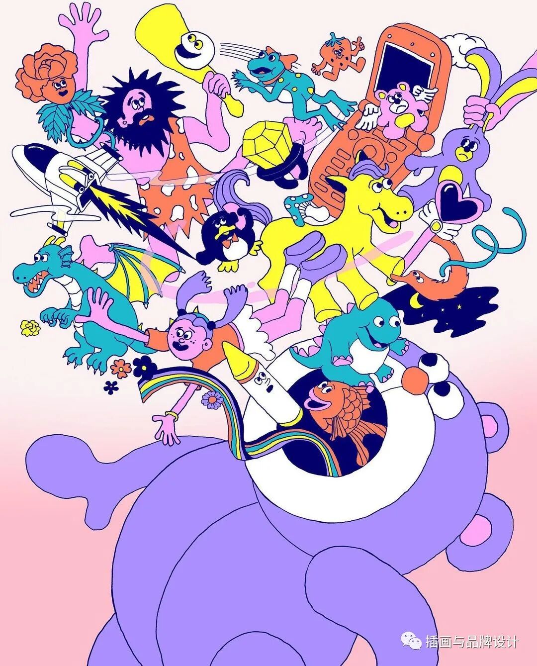 插画丨大胆明丽的色彩饱满而有趣的画面充满了怪诞和迷幻