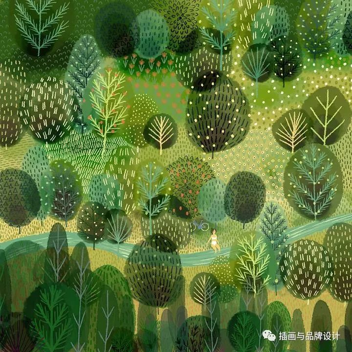 插畫丨高度近視讓她在畫畫時癡迷於細節，畫出紋理滿滿的森林美景 家居 第74張