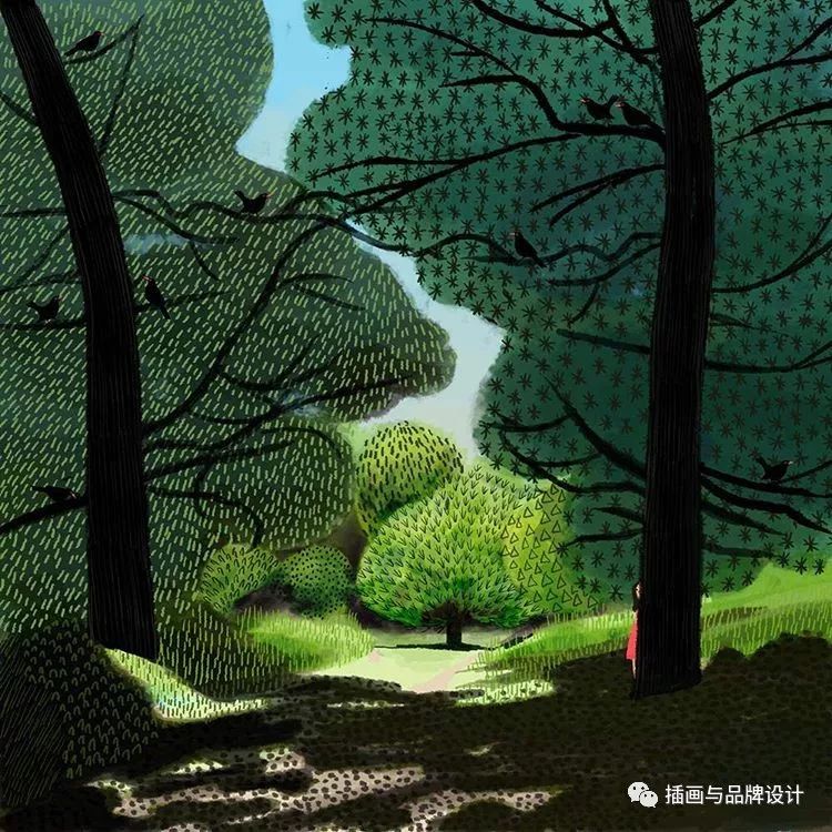 插畫丨高度近視讓她在畫畫時癡迷於細節，畫出紋理滿滿的森林美景 家居 第79張