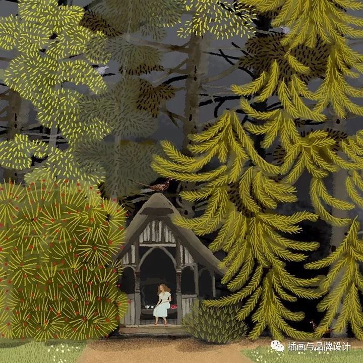 插畫丨高度近視讓她在畫畫時癡迷於細節，畫出紋理滿滿的森林美景 家居 第62張