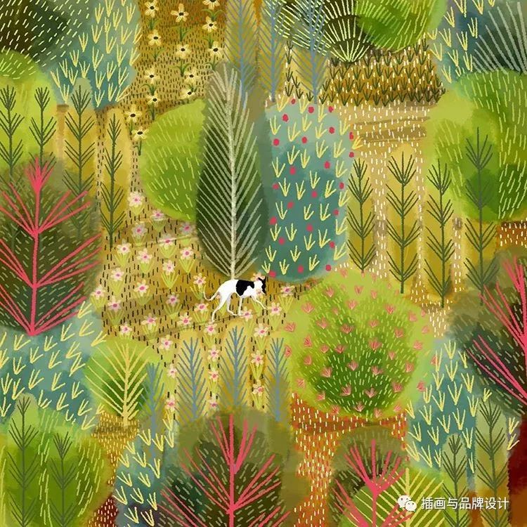 插畫丨高度近視讓她在畫畫時癡迷於細節，畫出紋理滿滿的森林美景 家居 第78張