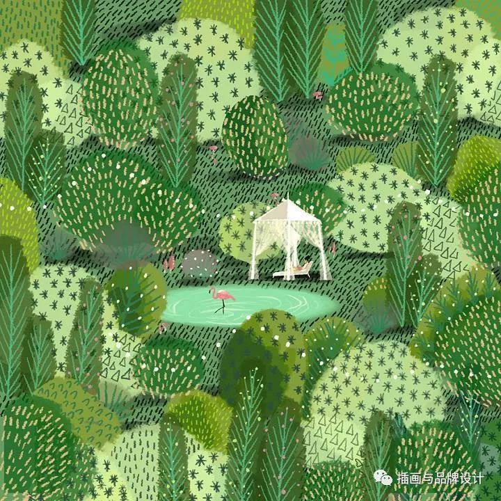 插畫丨高度近視讓她在畫畫時癡迷於細節，畫出紋理滿滿的森林美景 家居 第56張