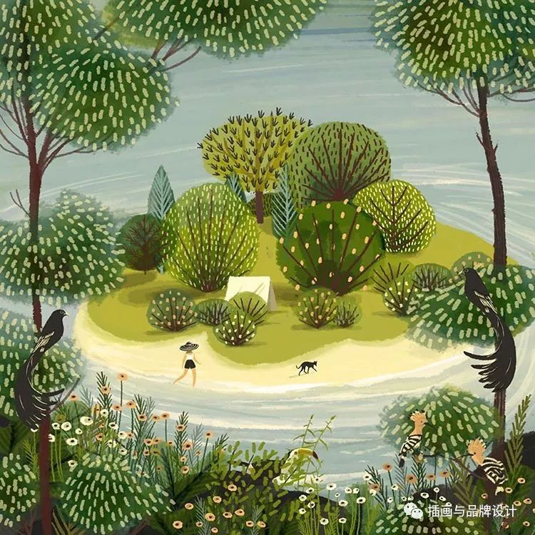 插畫丨高度近視讓她在畫畫時癡迷於細節，畫出紋理滿滿的森林美景 家居 第14張
