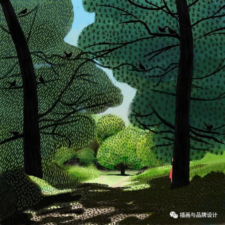 插畫丨高度近視讓她在畫畫時癡迷於細節，畫出紋理滿滿的森林美景 家居 第17張